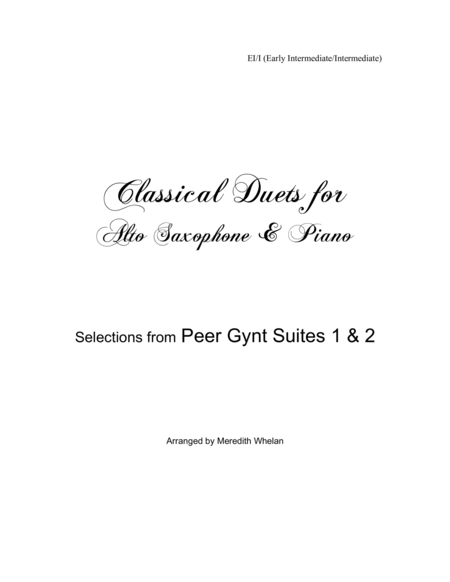 Classical Duets for Alto Saxophone & Piano: 6 Selections from Peer Gynt image number null