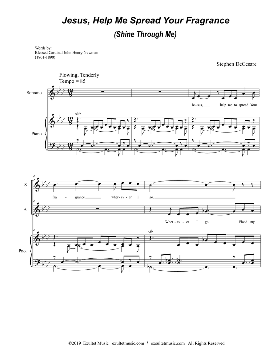 Jesus, Help Me Spread Your Fragrance (Shine Through Me) (Duet for Soprano and Alto Solo) Alto Voice scores gallery preview page 1