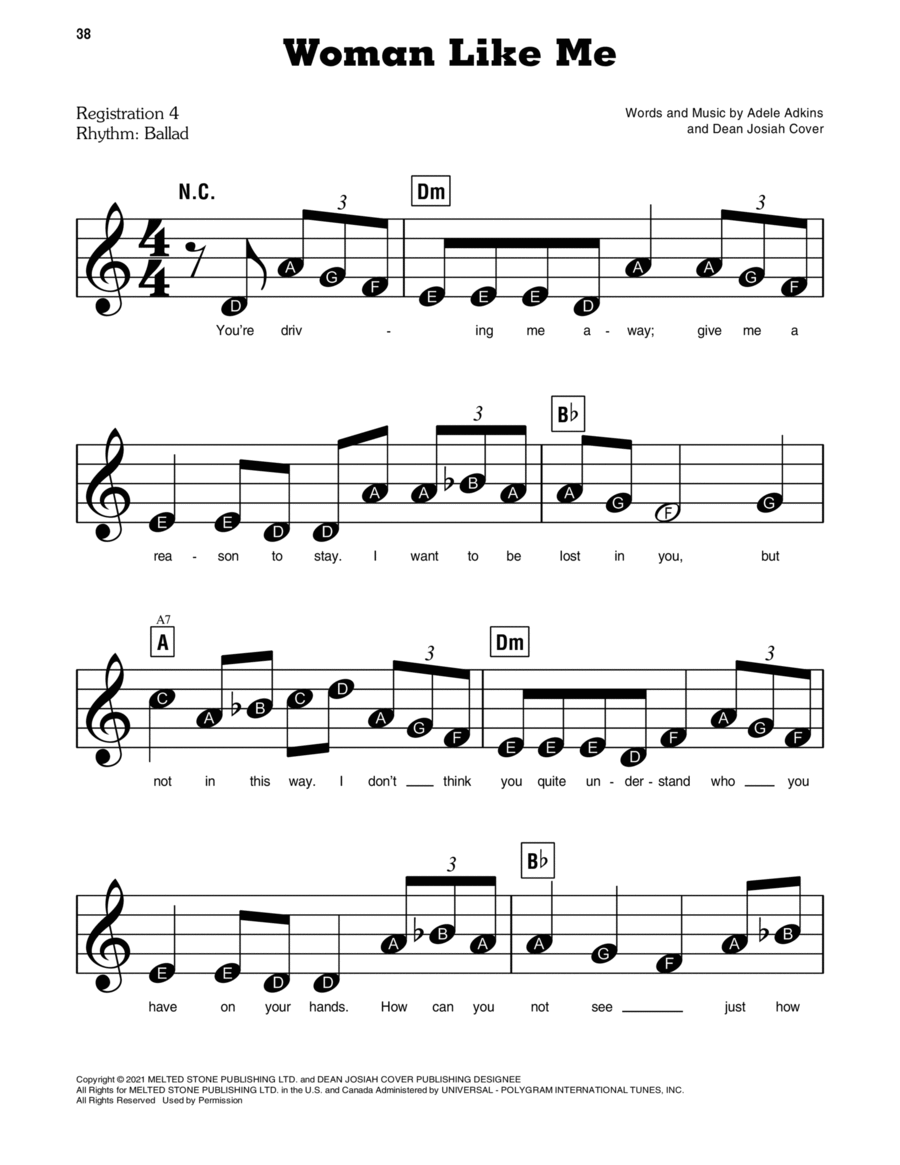 Woman Like Me Easy Piano scores gallery preview page 1