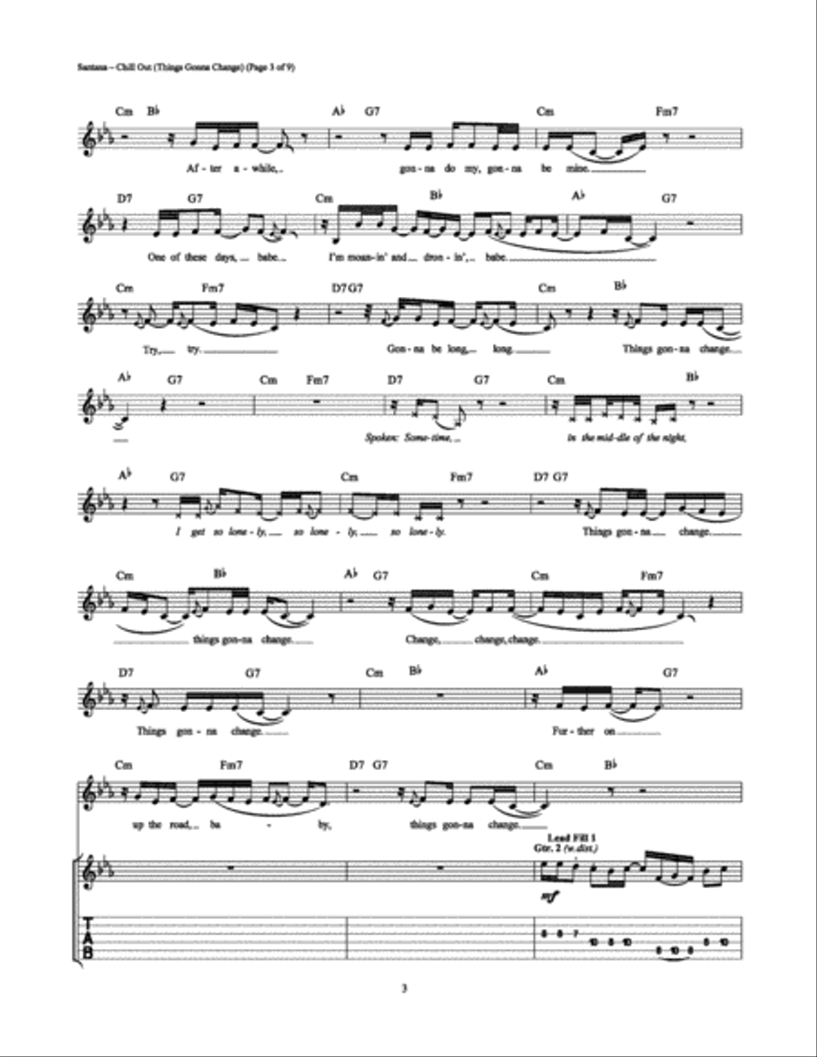 Chill Out (Things Gonna Change) Electric Guitar scores gallery preview page 3