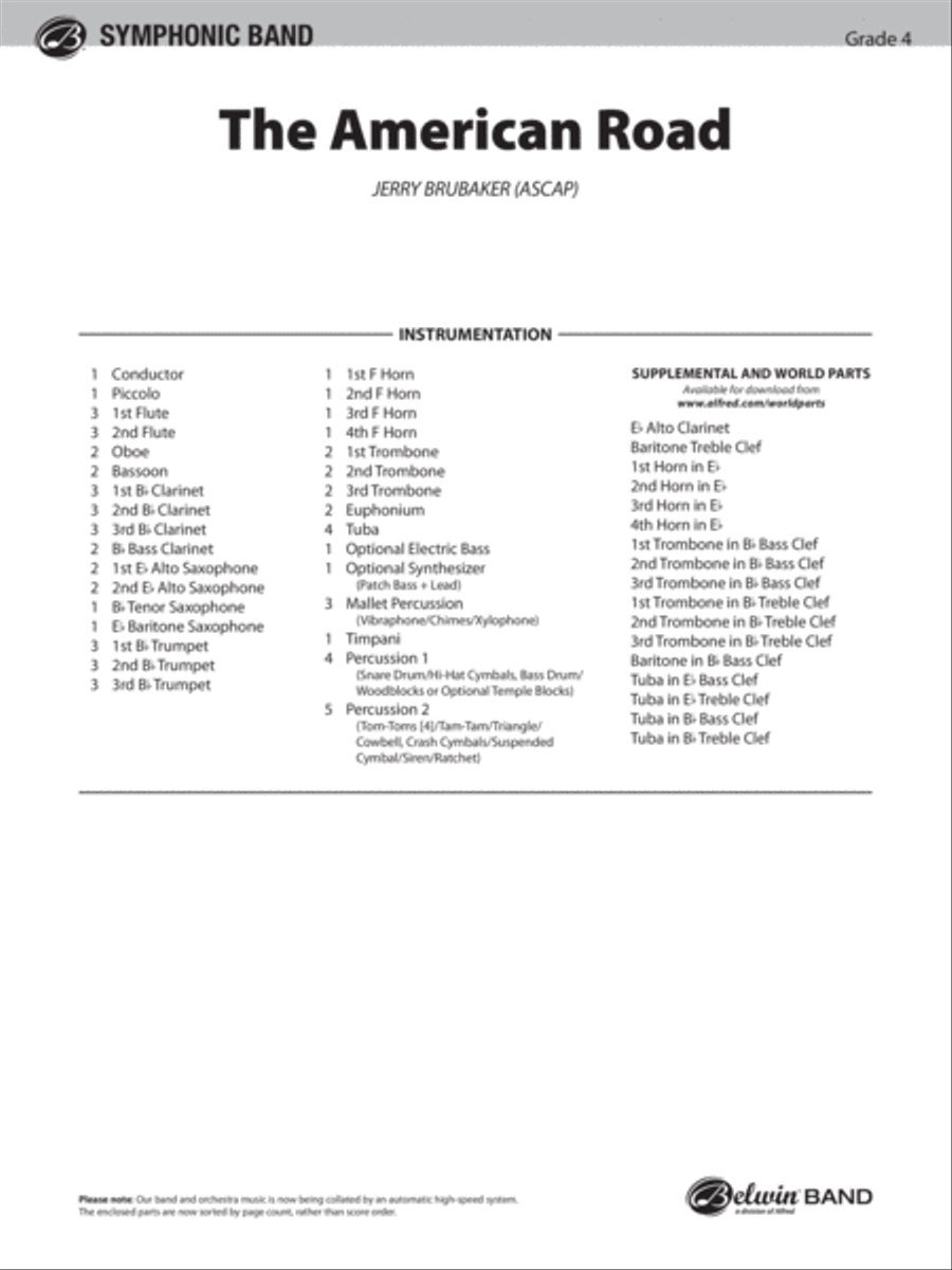 The American Road: Score Concert Band scores gallery preview page 1
