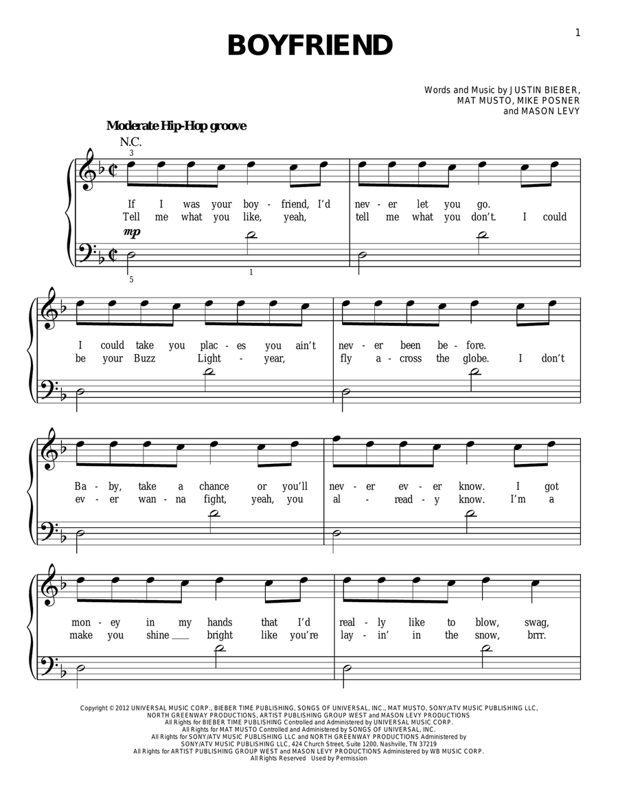 Boyfriend Boyfriend Easy Piano scores gallery preview page 1
