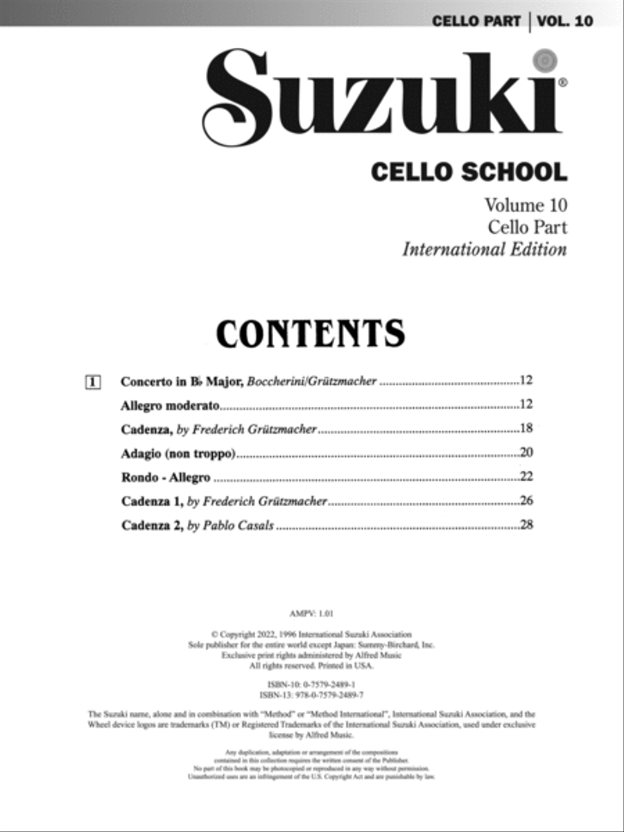 Suzuki Cello School, Volume 10