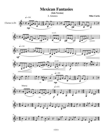 Mexican Fantasies for solo clarinet