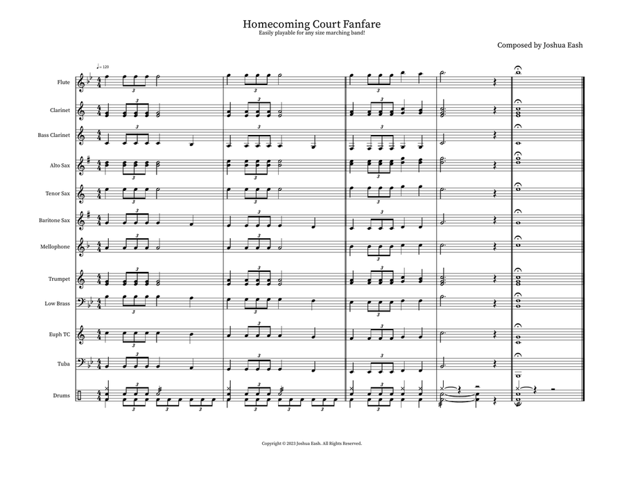 Homecoming Court Fanfare Marching Band - Digital Sheet Music