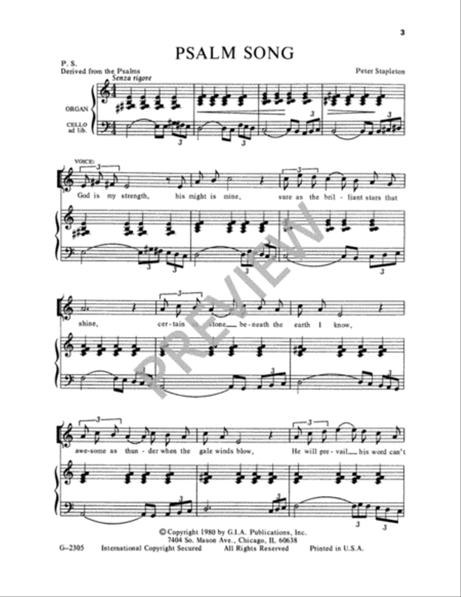 Psalm Song Unison Choir scores gallery preview page 4