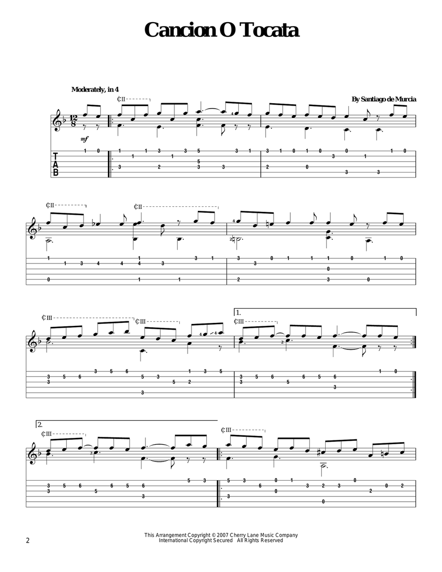 Cancion O Tocata Acoustic Guitar scores gallery preview page 1