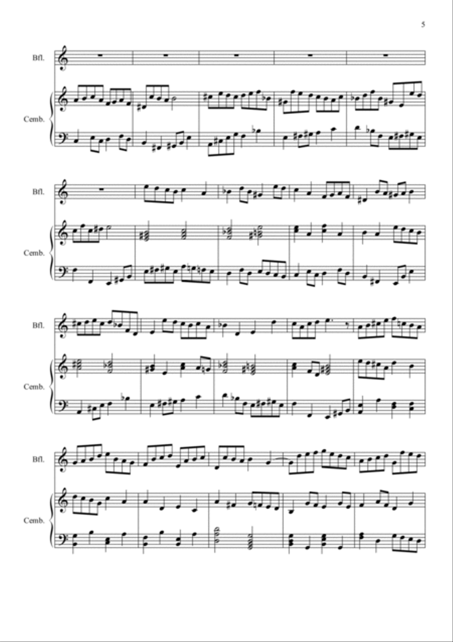 Suite for Recorder and Harpsichord in C major Soprano Recorder scores gallery preview page 5