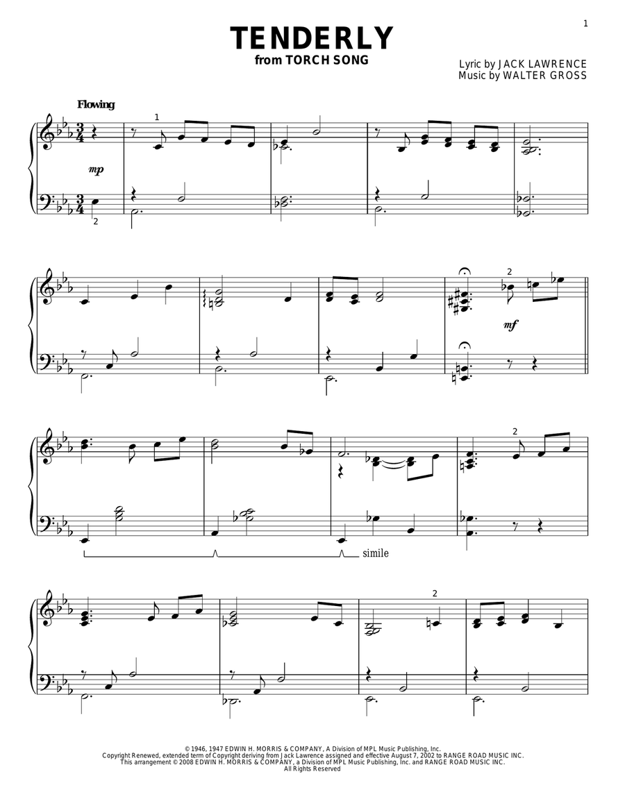 Tenderly Tenderly Piano Solo scores gallery preview page 1