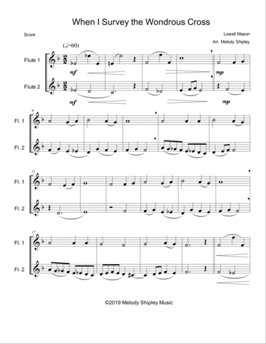 When I Survey the Wondrous Cross Flute Duet scores gallery preview page 2