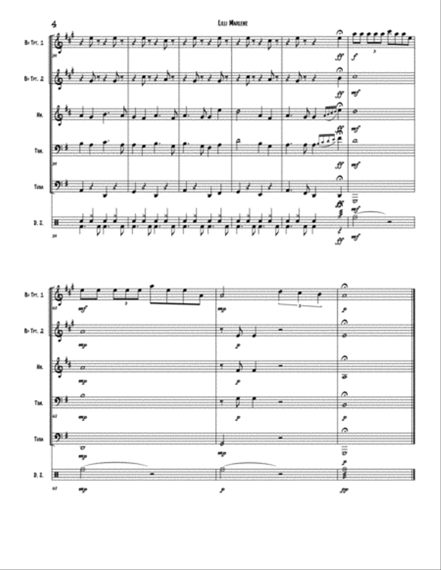 Lilli Marlene (lili Marleen) Brass Ensemble scores gallery preview page 4