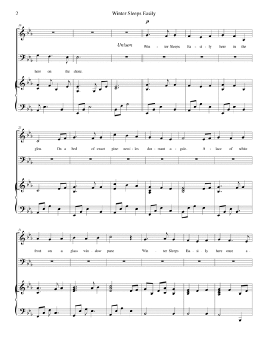 Winter Sleeps Easily - SAB 3-Part scores gallery preview page 2