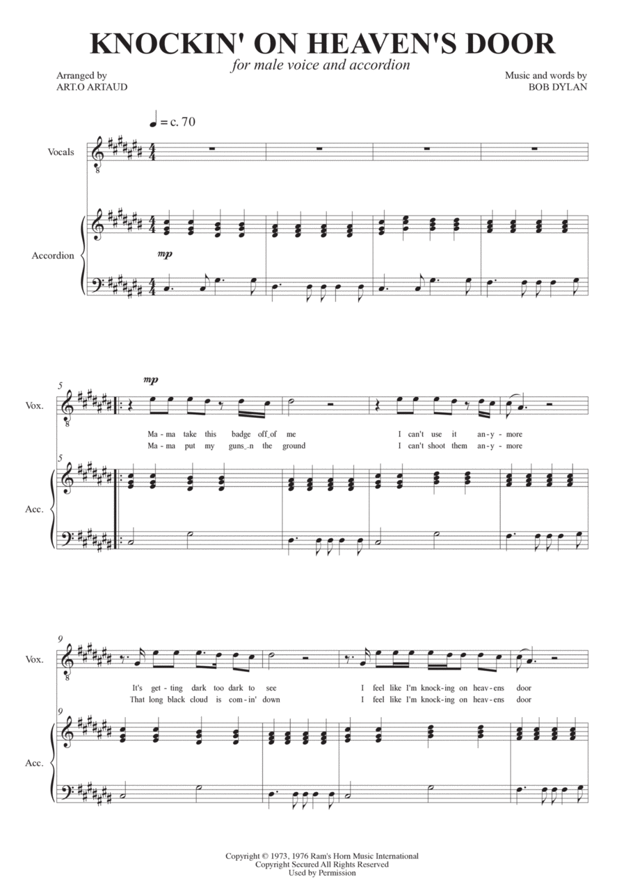 Knockin' On Heaven's Door Chamber Music scores gallery preview page 1