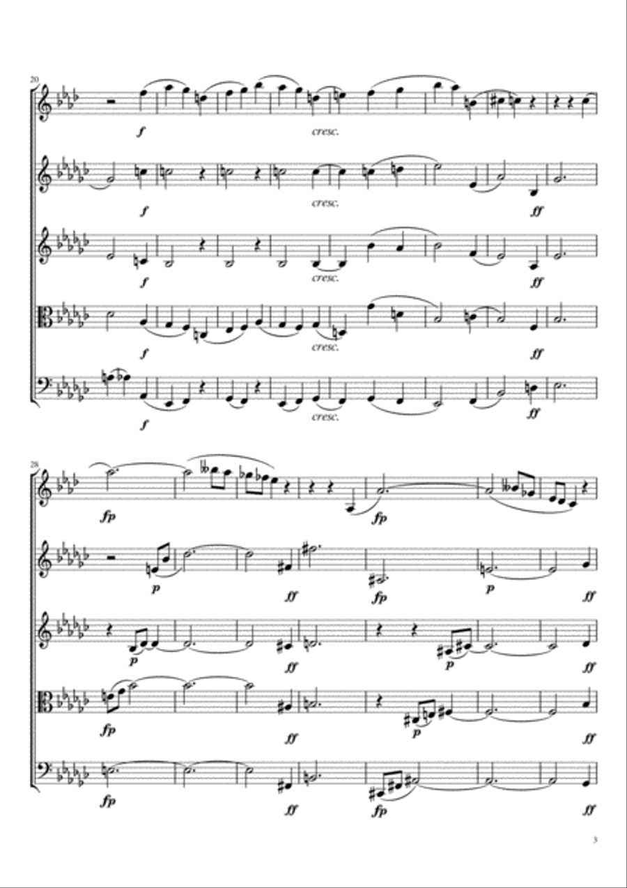 Brahms : Clarinet Sonata No.2, 2nd Movement (for Clarinet Quintet) Clarinet Quintet scores gallery preview page 3