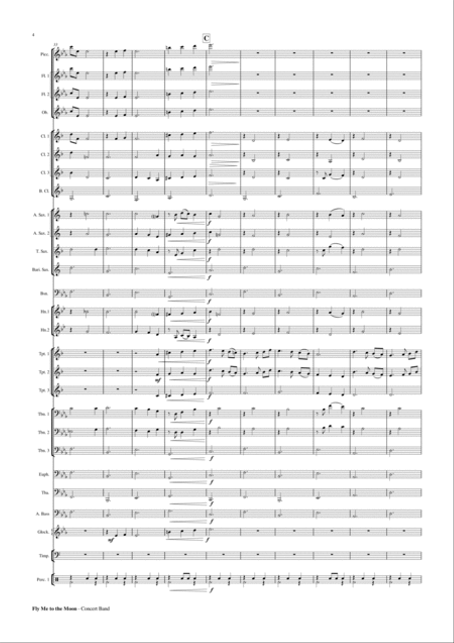 Fly Me To The Moon (in Other Words) Concert Band scores gallery preview page 5