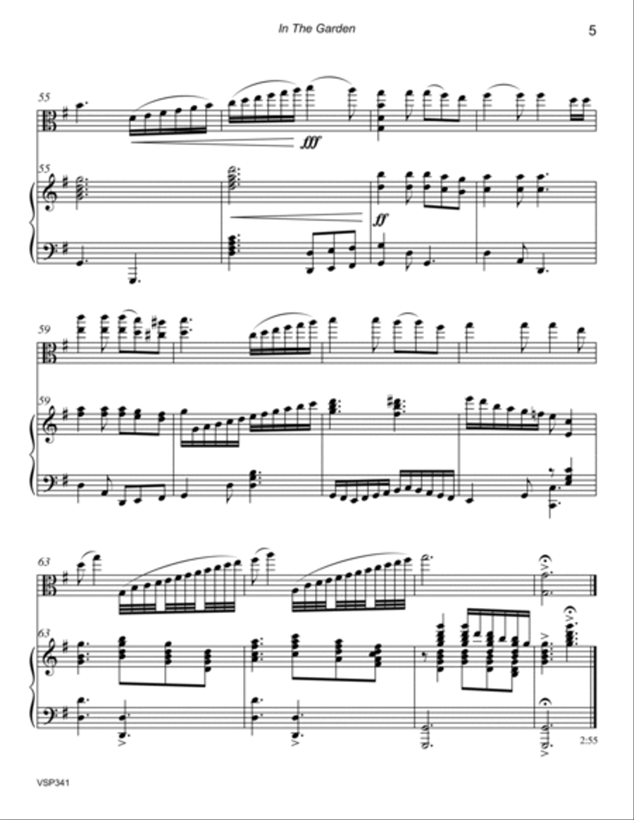 IN THE GARDEN - VIOLA SOLO with Piano Accompaniment (2 versions included) Piano scores gallery preview page 5