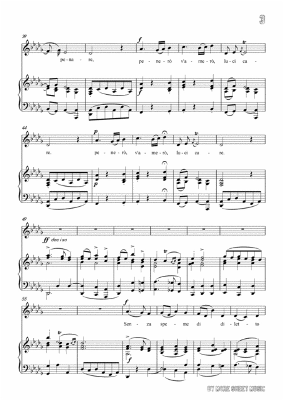 Bononcini-Per la gloria d'adorarvi in D flat Major,for voice and piano Voice Solo scores gallery preview page 5