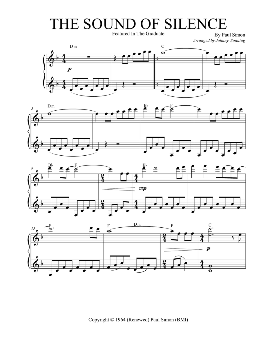 The Sound Of Silence The Sound Of Silence Piano Solo scores gallery preview page 1
