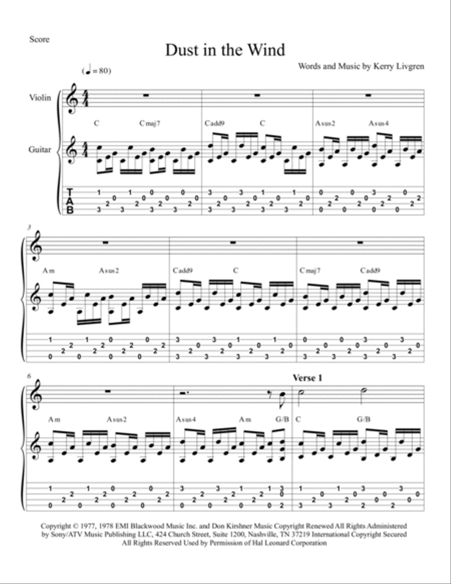 Dust In The Wind Score and Parts scores gallery preview page 2