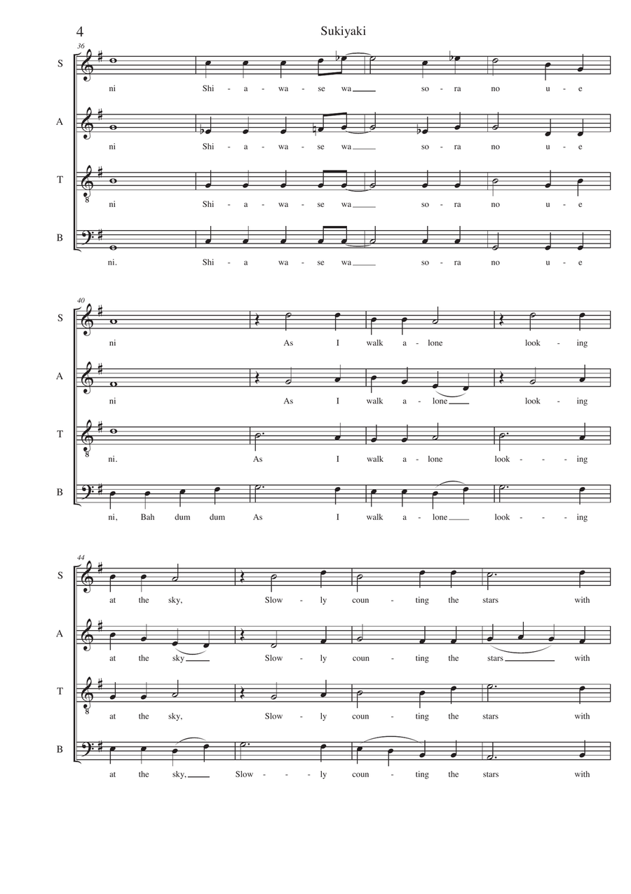 Sukiyaki 4-Part scores gallery preview page 4