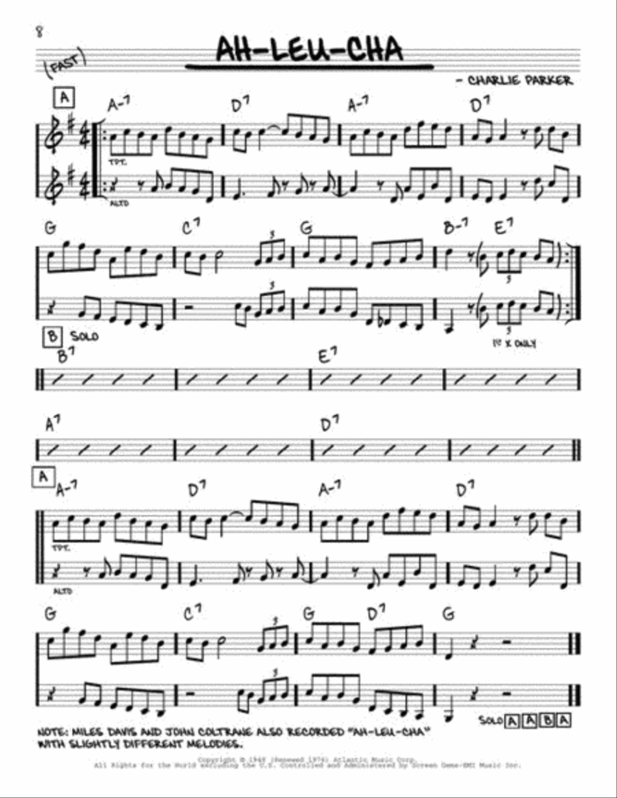 The Real Bebop Book B-Flat Instrument scores gallery preview page 6