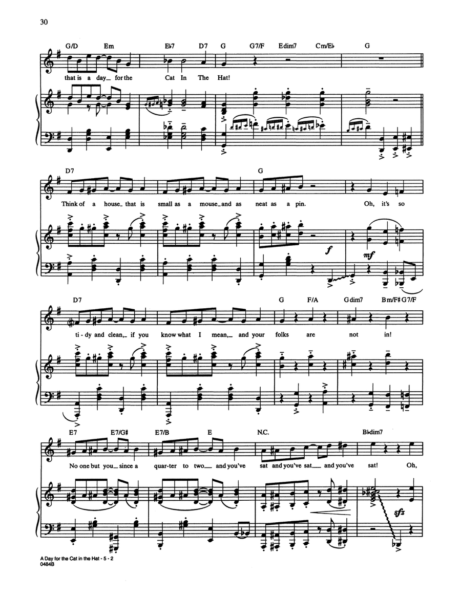 A Day For The Cat In The Hat (from Seussical The Musical) Piano, Vocal scores gallery preview page 2
