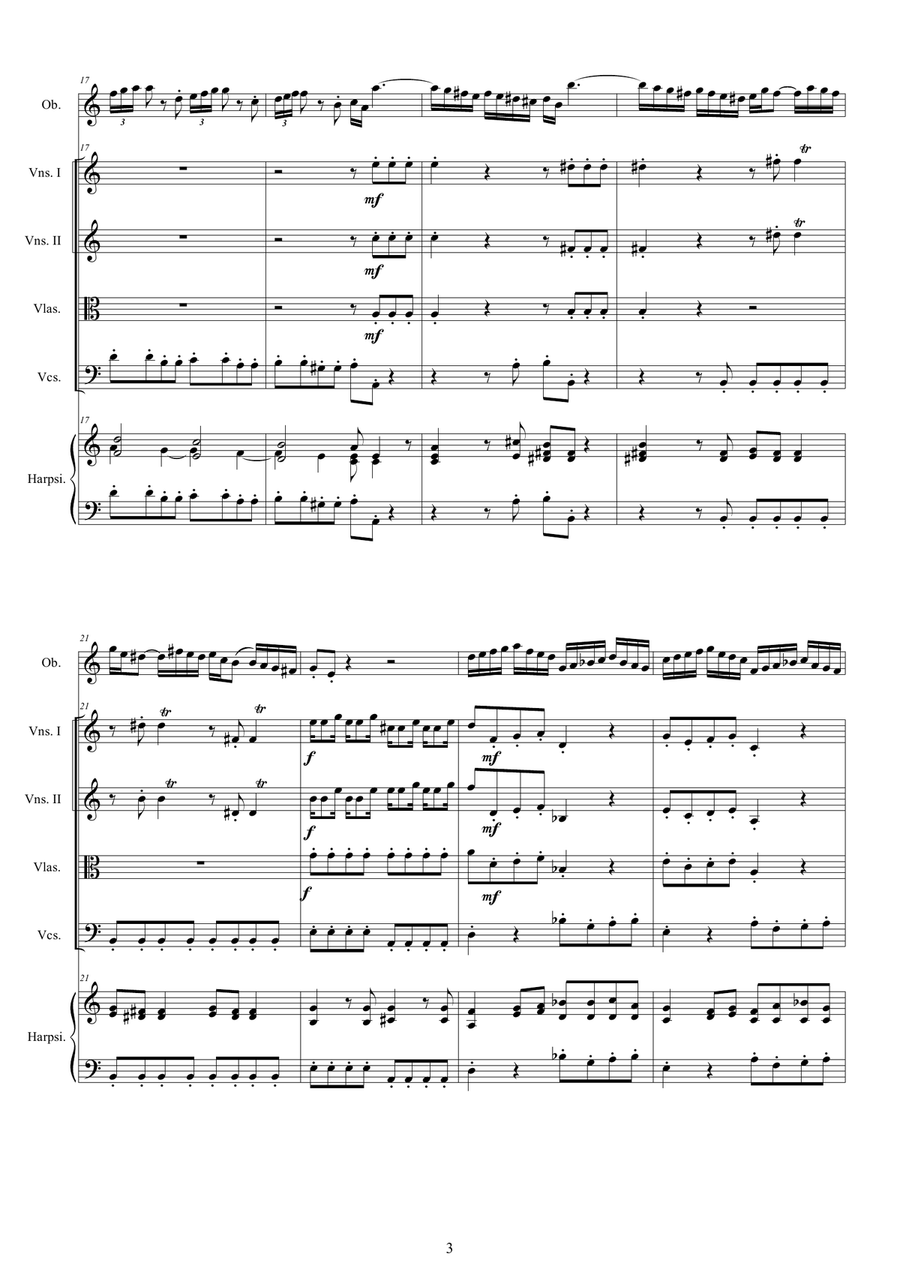 Vivaldi - Oboe Concerto in A minor RV 461 for Oboe, Strings and Continuo - Score and Parts Chamber Orchestra scores gallery preview page 3