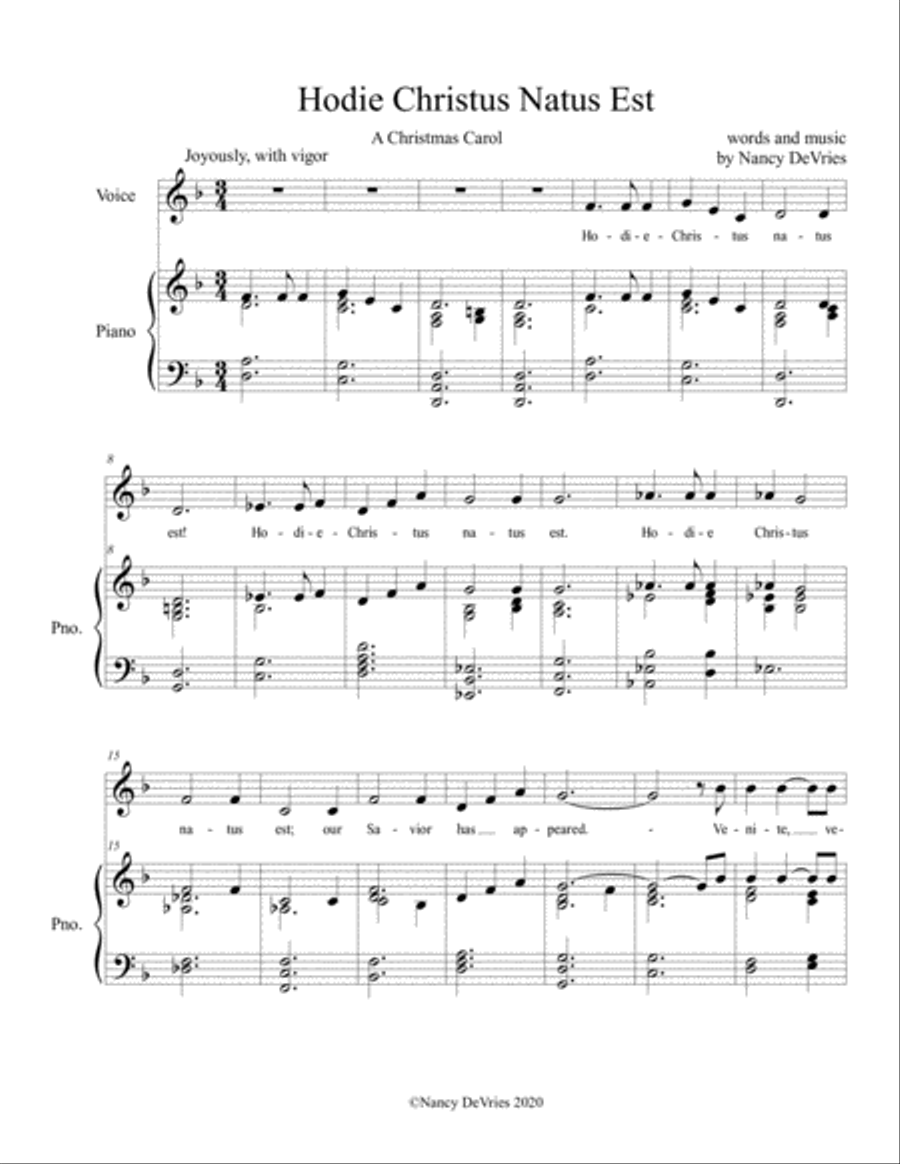 Hodie Christus Natus Est - A Christmas Carol Unison Choir scores gallery preview page 1