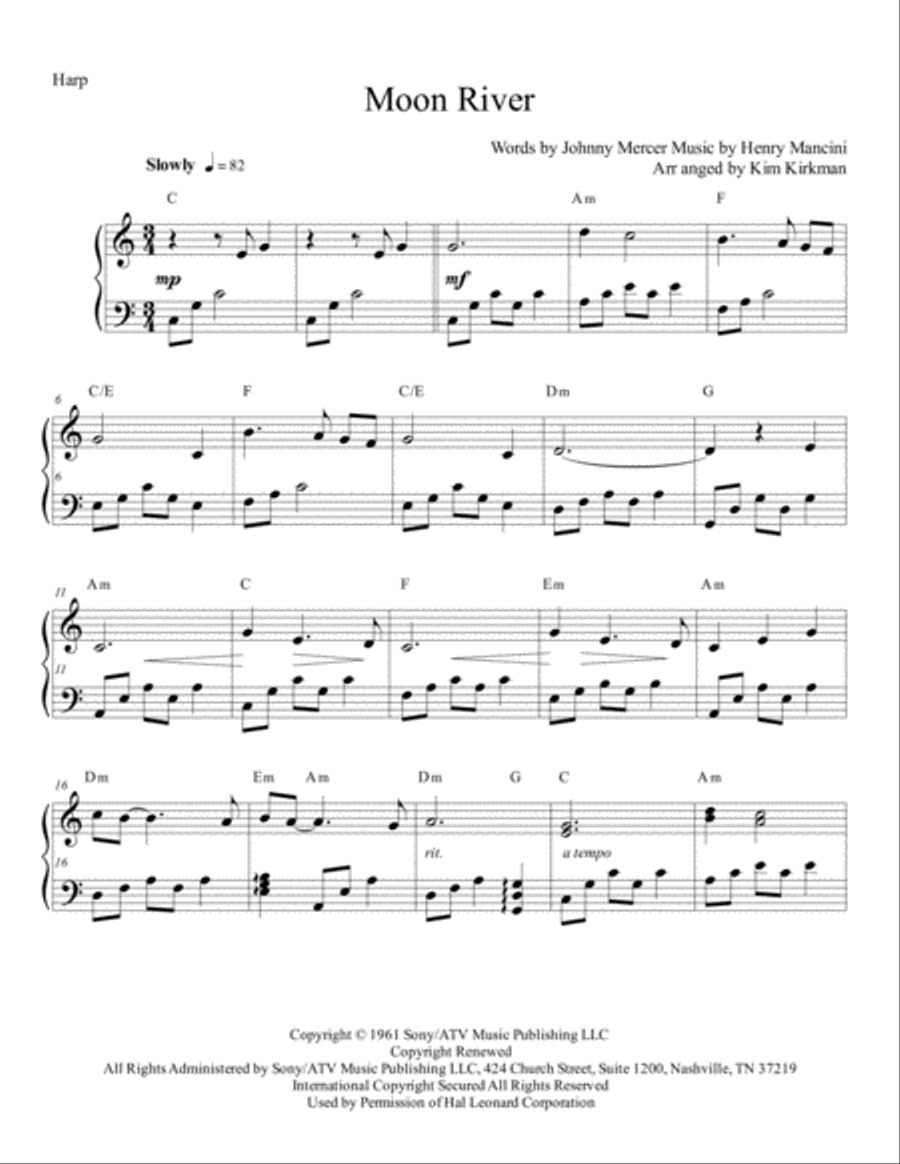 Moon River Harp scores gallery preview page 1