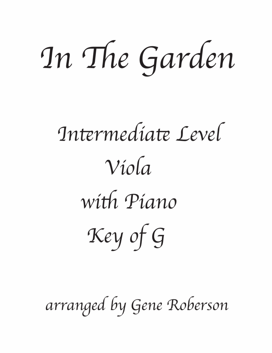 In the Garden Intermediate Viola Solo in G Piano scores gallery preview page 1