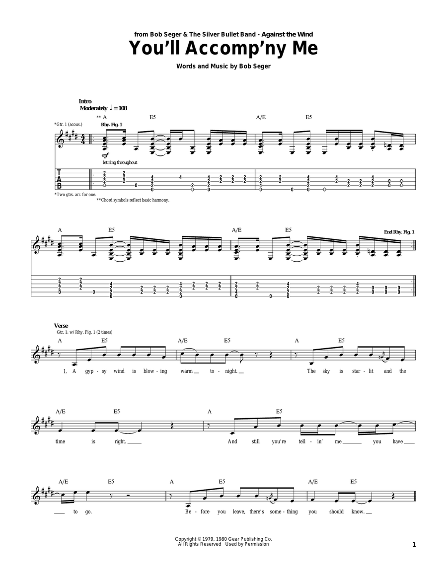You'll Accomp'ny Me Acoustic Guitar scores gallery preview page 1