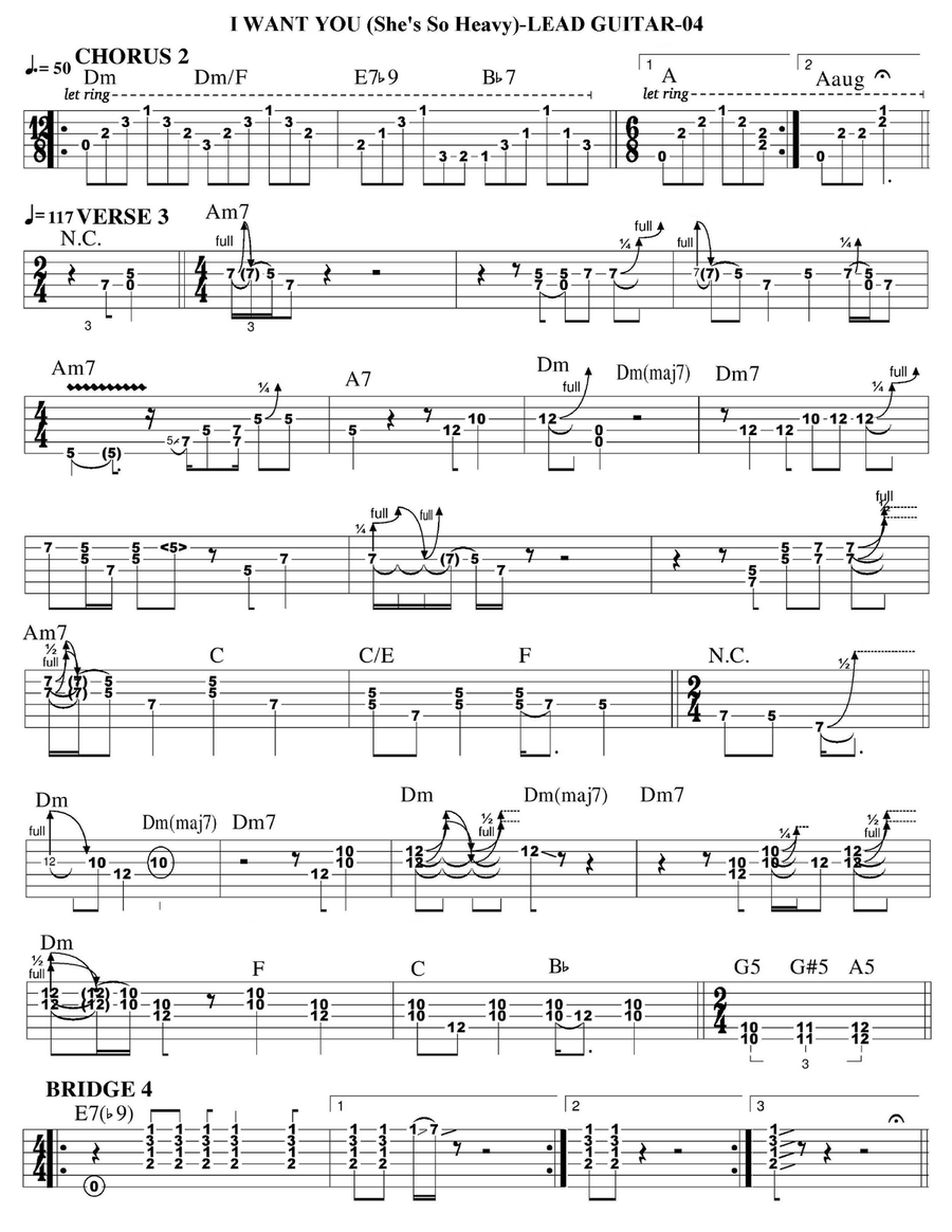 I Want You (she's So Heavy) Guitar Tablature scores gallery preview page 4