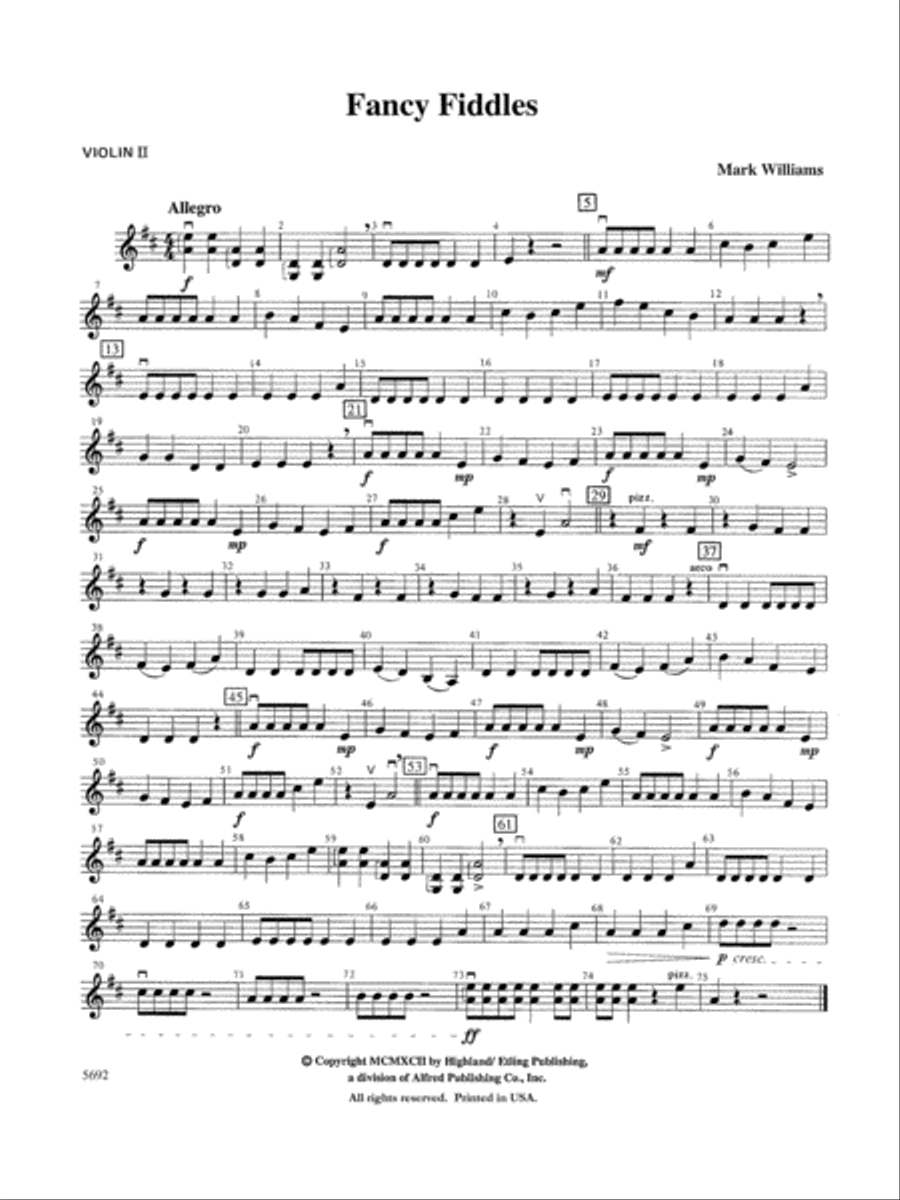 Fancy Fiddles: 2nd Violin String Orchestra scores gallery preview page 1
