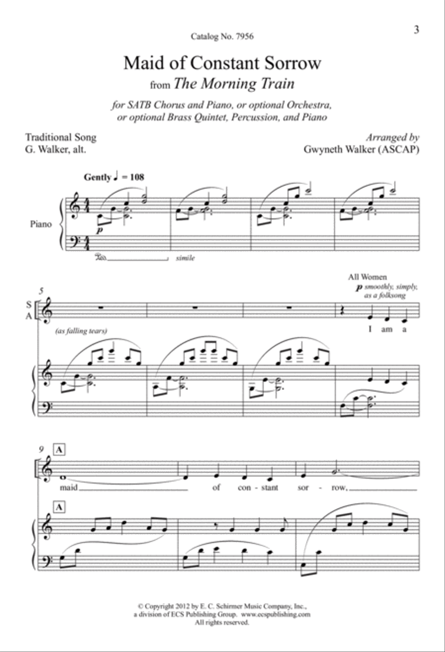 Maid of Constant Sorrow 4-Part scores gallery preview page 3