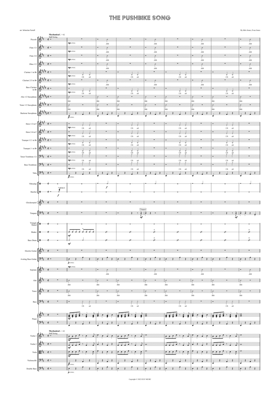 The Pushbike Song Full Orchestra scores gallery preview page 1
