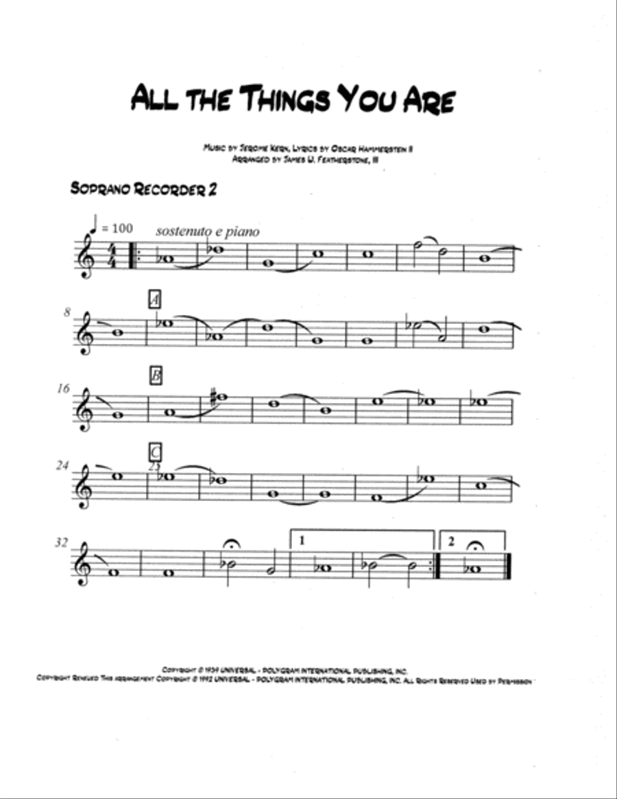 All The Things You Are Recorder scores gallery preview page 5