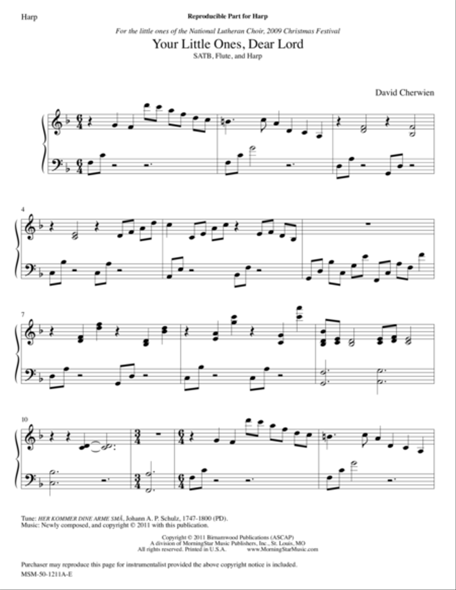 Your Little Ones, Dear Lord (Downloadable Harp Part) Choir scores gallery preview page 1
