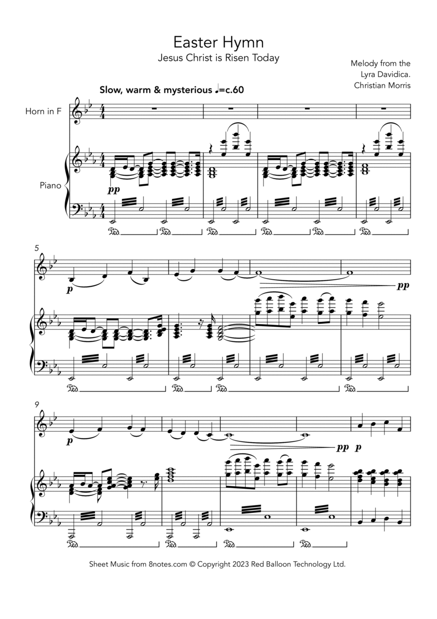 Easter Hymn (Jesus Christ is Risen Today) Horn scores gallery preview page 1