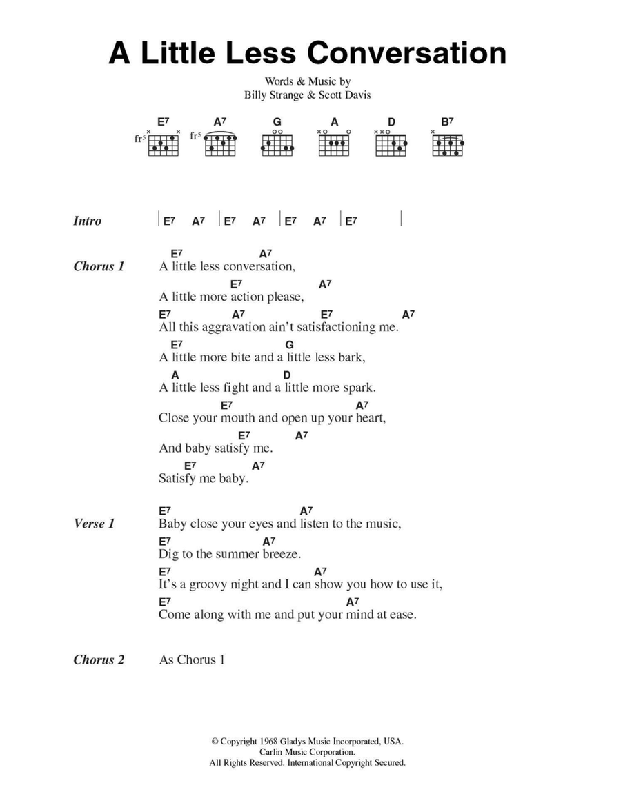 A Little Less Conversation Easy Guitar scores gallery preview page 1