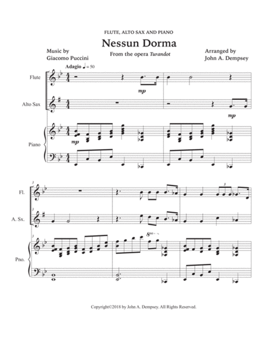 Nessun Dorma (Trio for Flute, Alto Sax and Piano) image number null