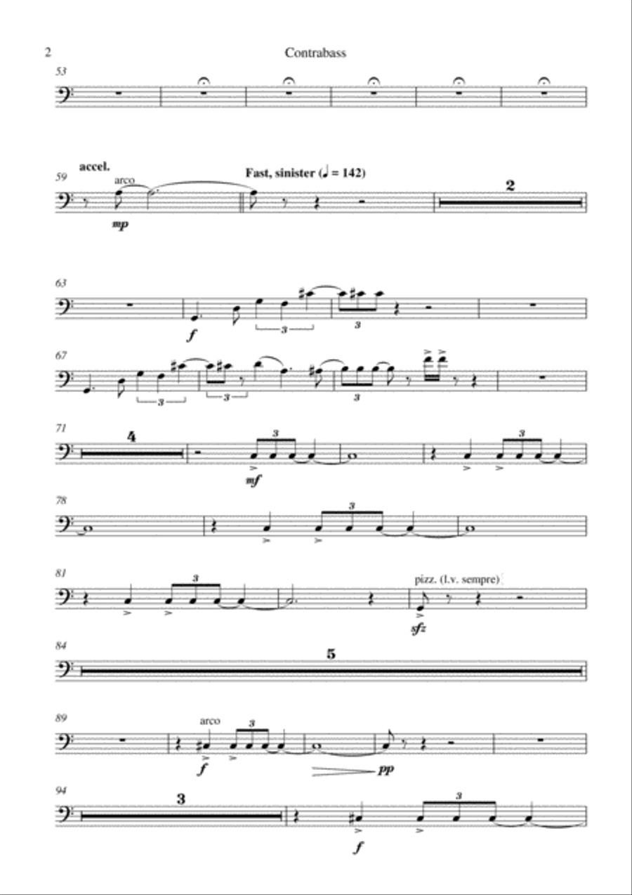 Carson Cooman: Symphony No. 3, “Ave Maris Stella” (2005) for chamber orchestra, contrabass part Chamber Orchestra scores gallery preview page 2