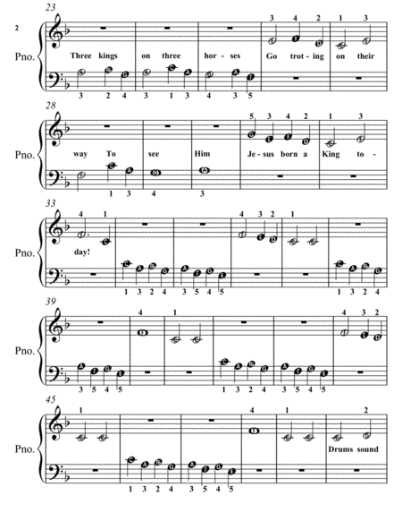 Twelfth Night Song Beginner Piano Sheet Music