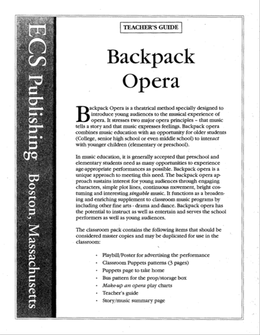 A Backpack Opera: Old MacDonald Had A Farm (Performance Pack)