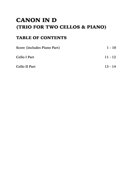 Canon in D (in C major): Trio for Two Cellos and Piano image number null