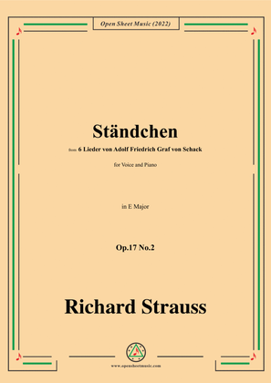 Book cover for Richard Strauss-Ständchen,in E Major