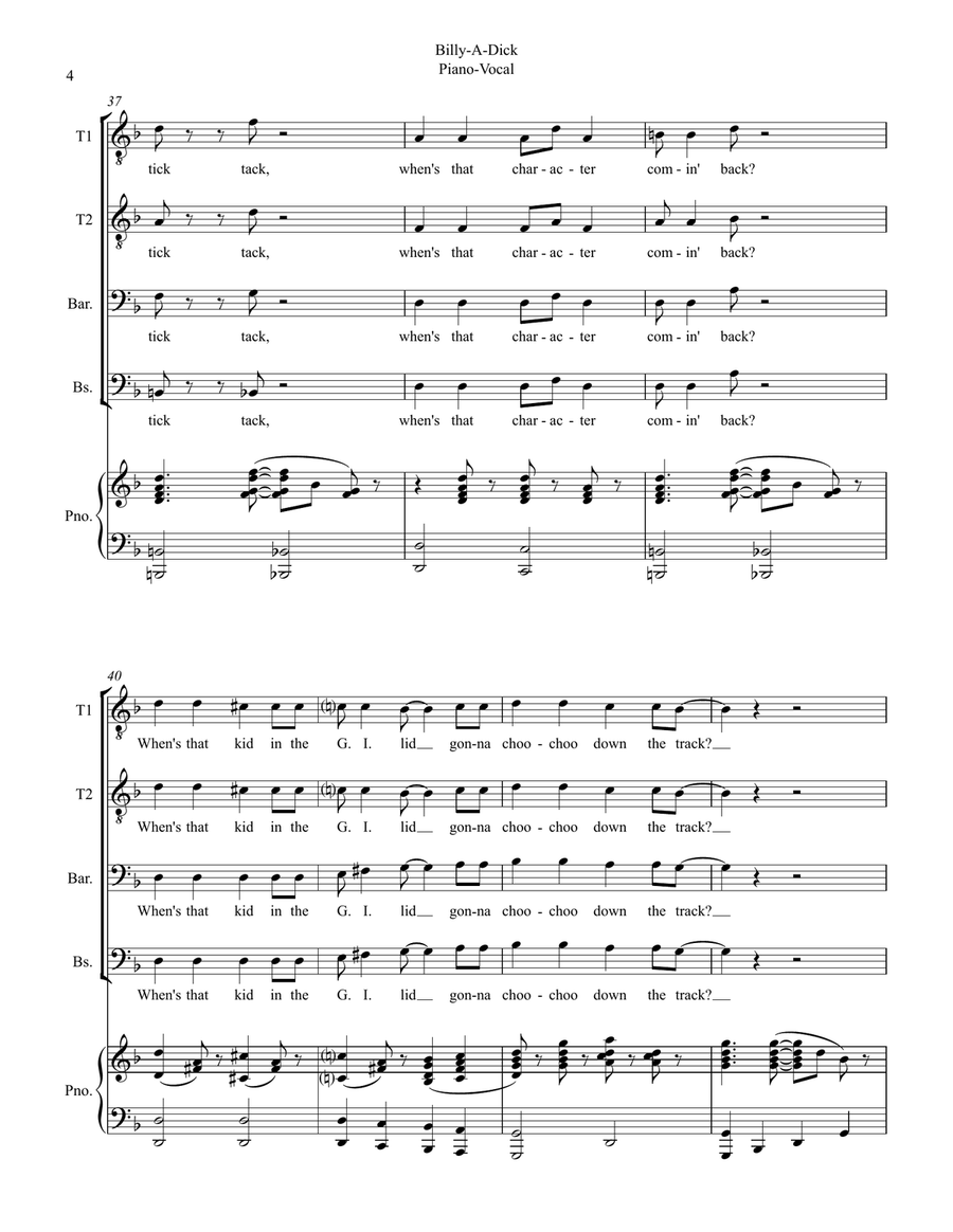 Billy A Dik The Ballad Of The Lonesome Drums TTBB scores gallery preview page 4