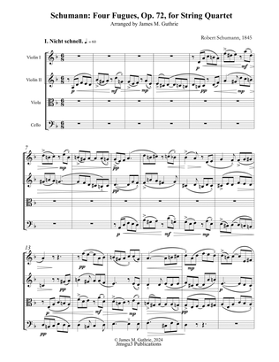 Book cover for Schumann: Four Fugues, Op. 72, for String Quartet