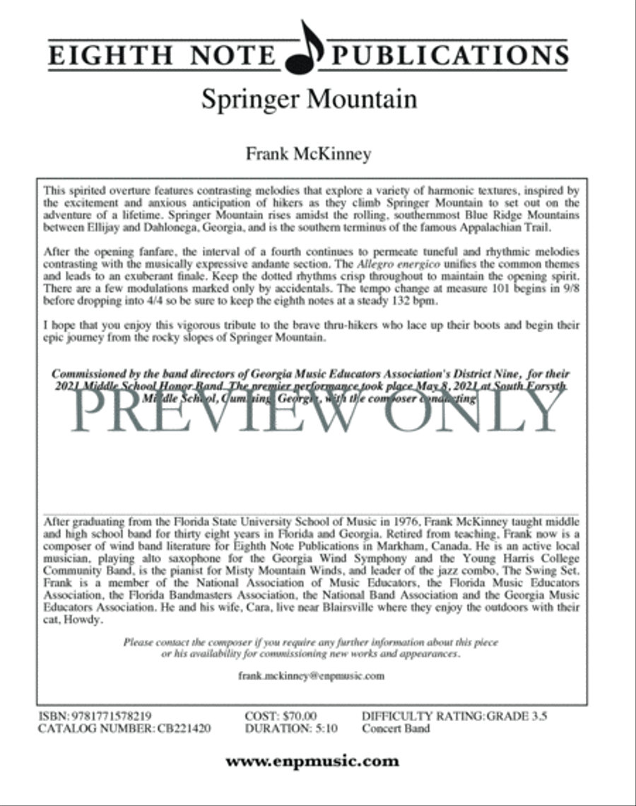 Springer Mountain Springer Mountain Concert Band scores gallery preview page 3