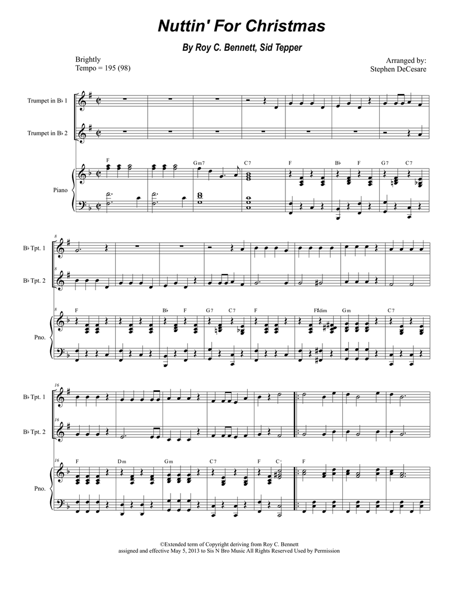 Nuttin' For Christmas Trumpet Duet scores gallery preview page 1