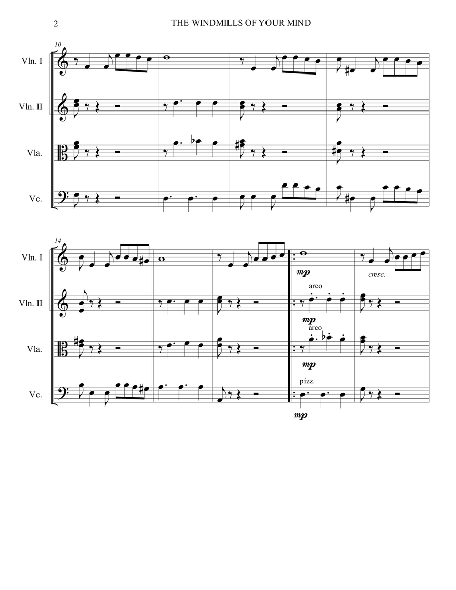The Windmills Of Your Mind The Windmills Of Your Mind String Quartet scores gallery preview page 4
